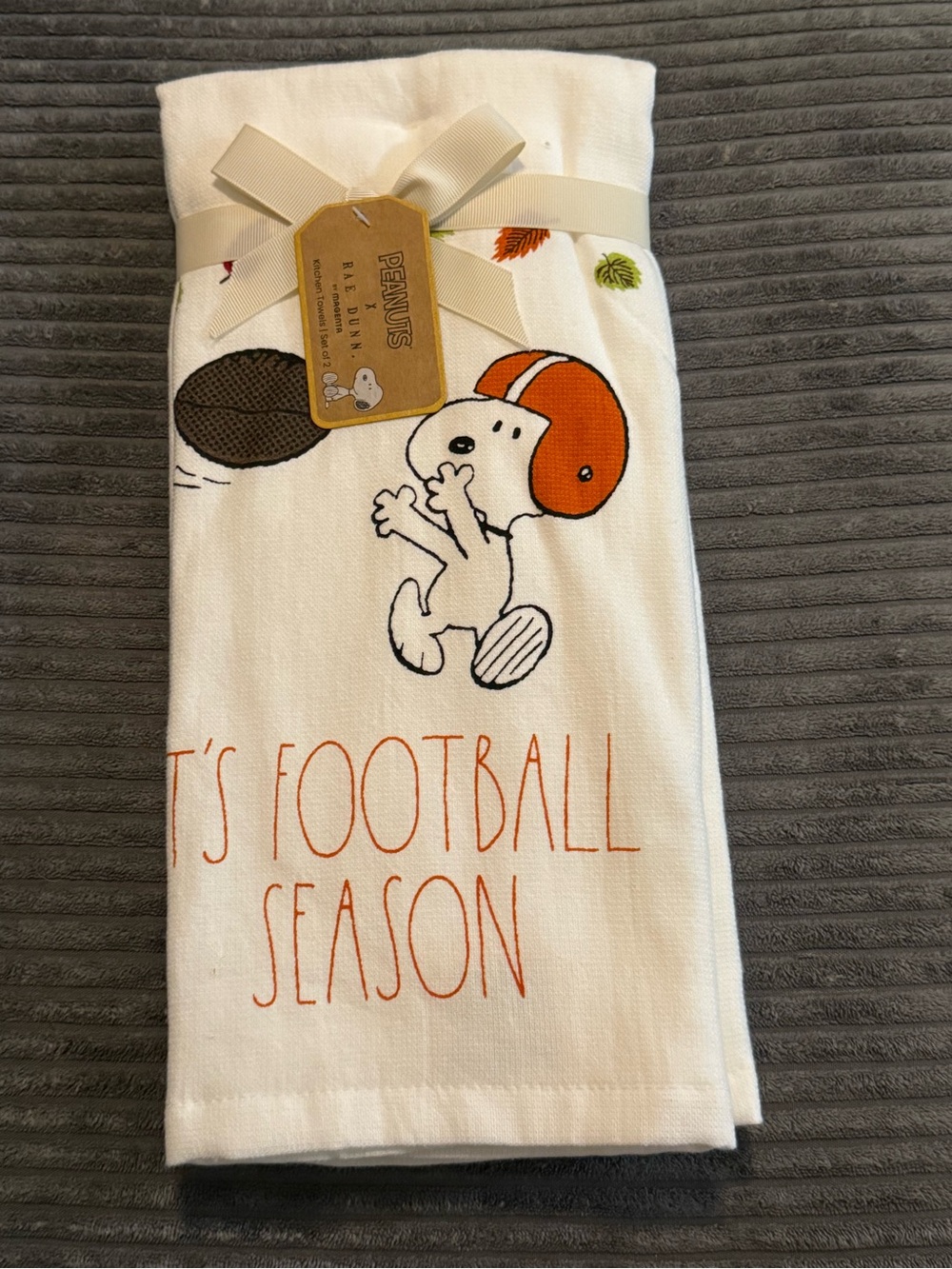 Rae Dunn x Peanuts Kitchen Towels- Set of 2- IT’S FOOTBALL TIME- NWT
